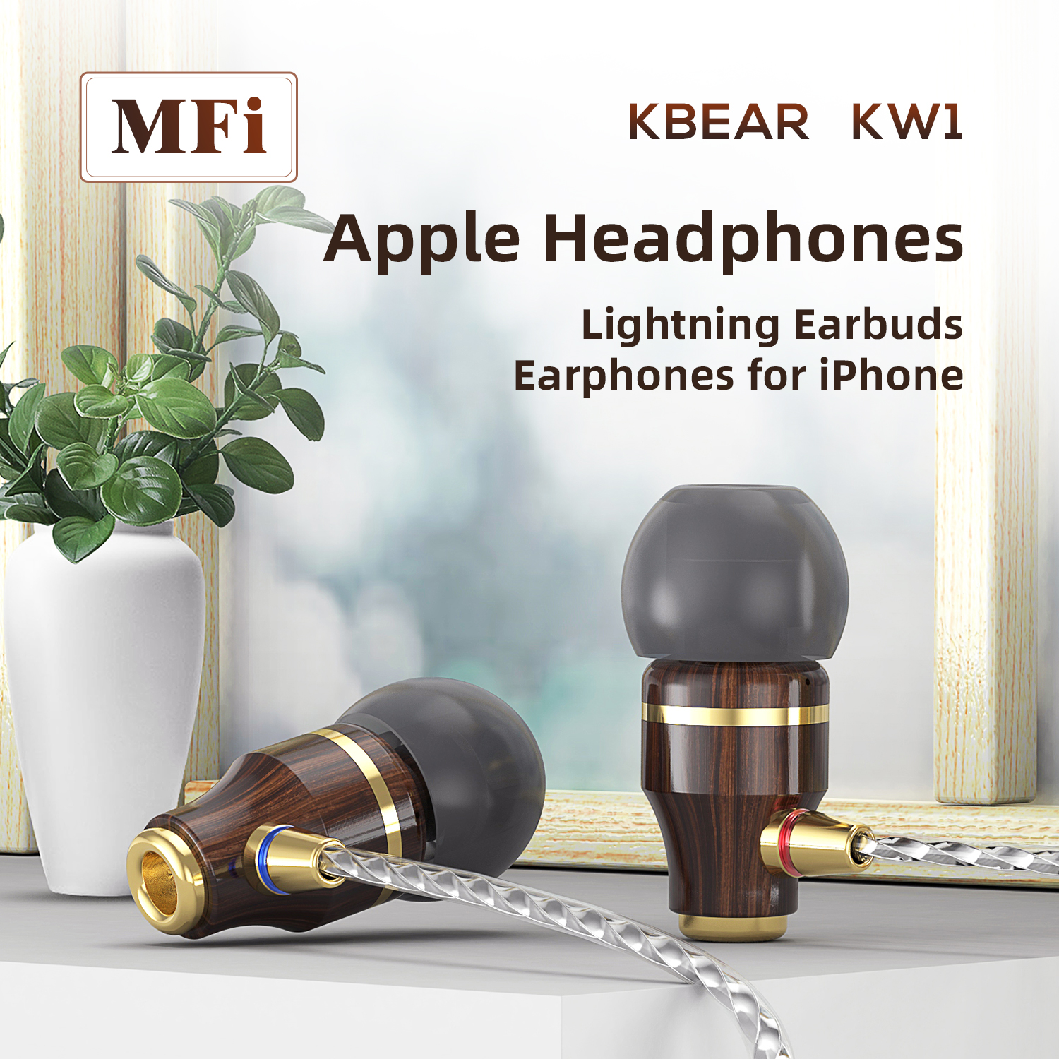 Audiophile Headphone Wired - KBEAR KW1 Wooden Single DD In-Ear