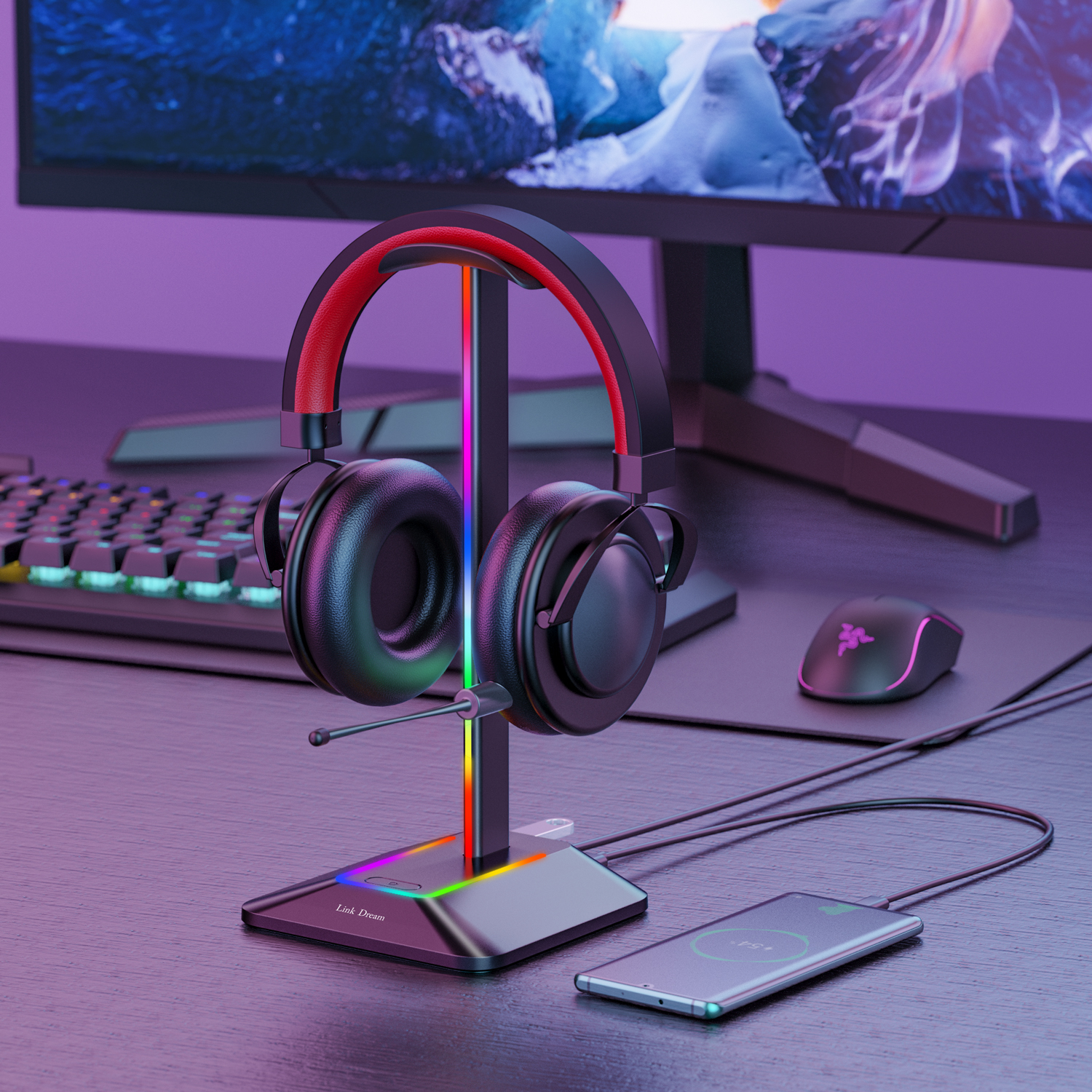 New Bee Z8 RGB Headphones Stan - Headphone Stand Desk บทวิจารณ์และราคา