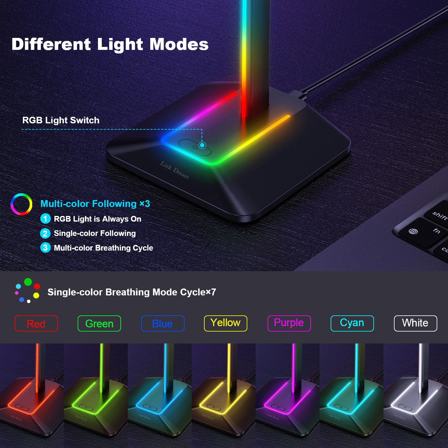 New Bee Z8 RGB Headphones Stan - Headphone Stand Desk บทวิจารณ์และราคา