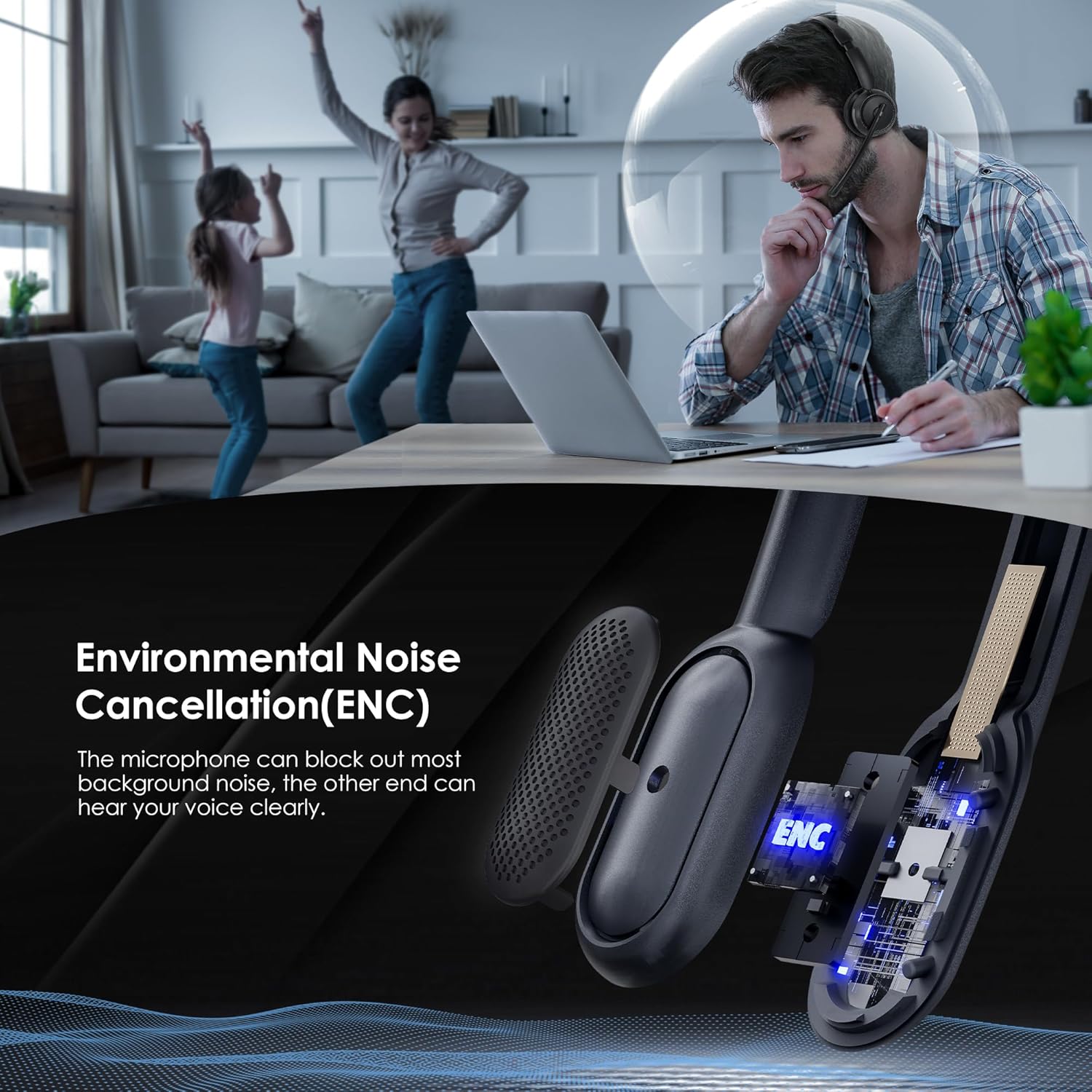 Bluetooth 5.4 ANC Headset with - Noise Cancelling Headphone บทวิจารณ์และราคา