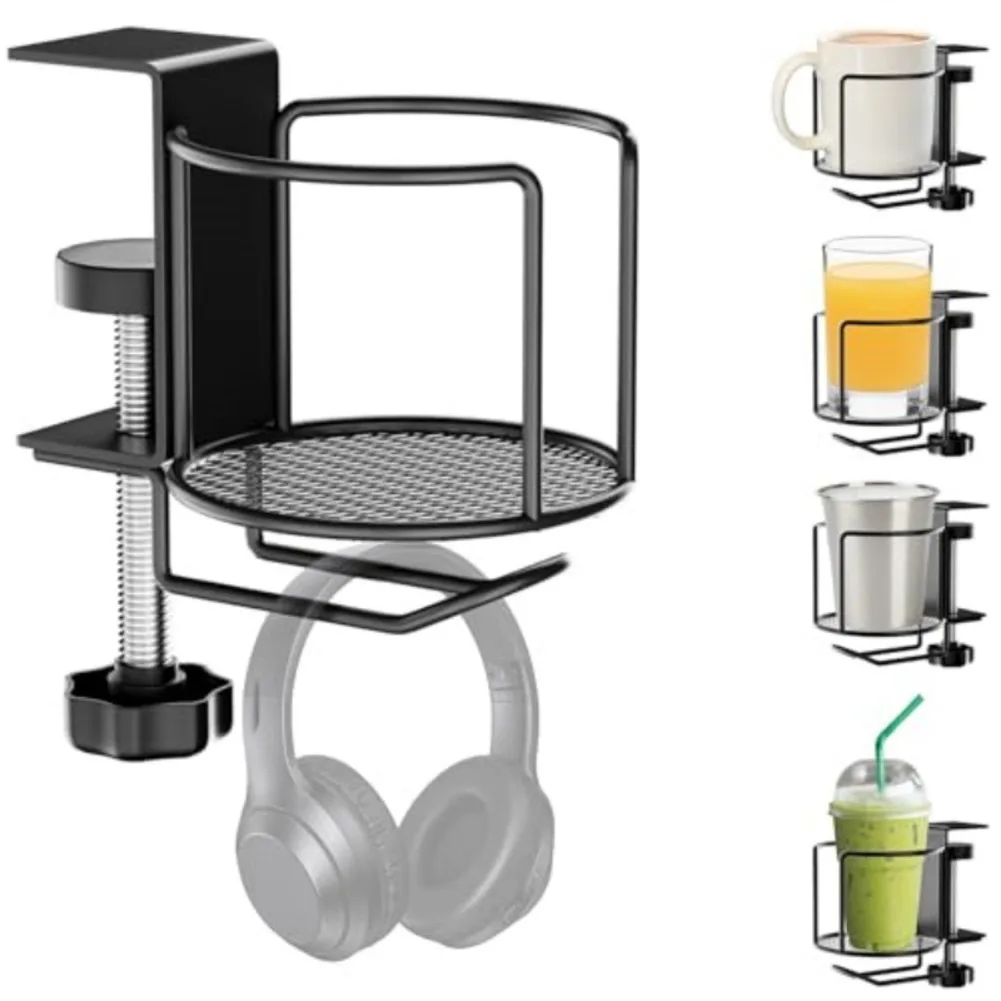 2-in-1 Adjustable Desk Cup Hol - Headphone Stand Desk บทวิจารณ์และราคา