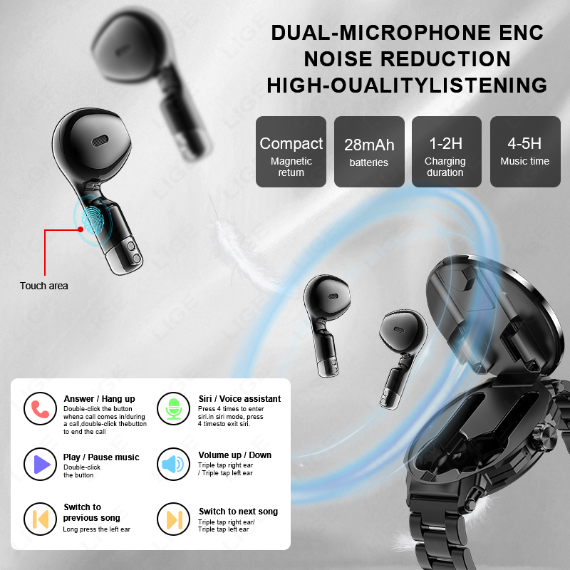 New Men's 2 In 1 Headset Smart - Earbuds Charging Case บทวิจารณ์และราคา