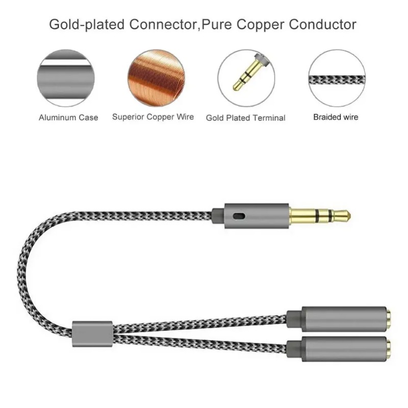 Headset Adapter Headphone Mic  - Audio Splitter Y บทวิจารณ์และราคา