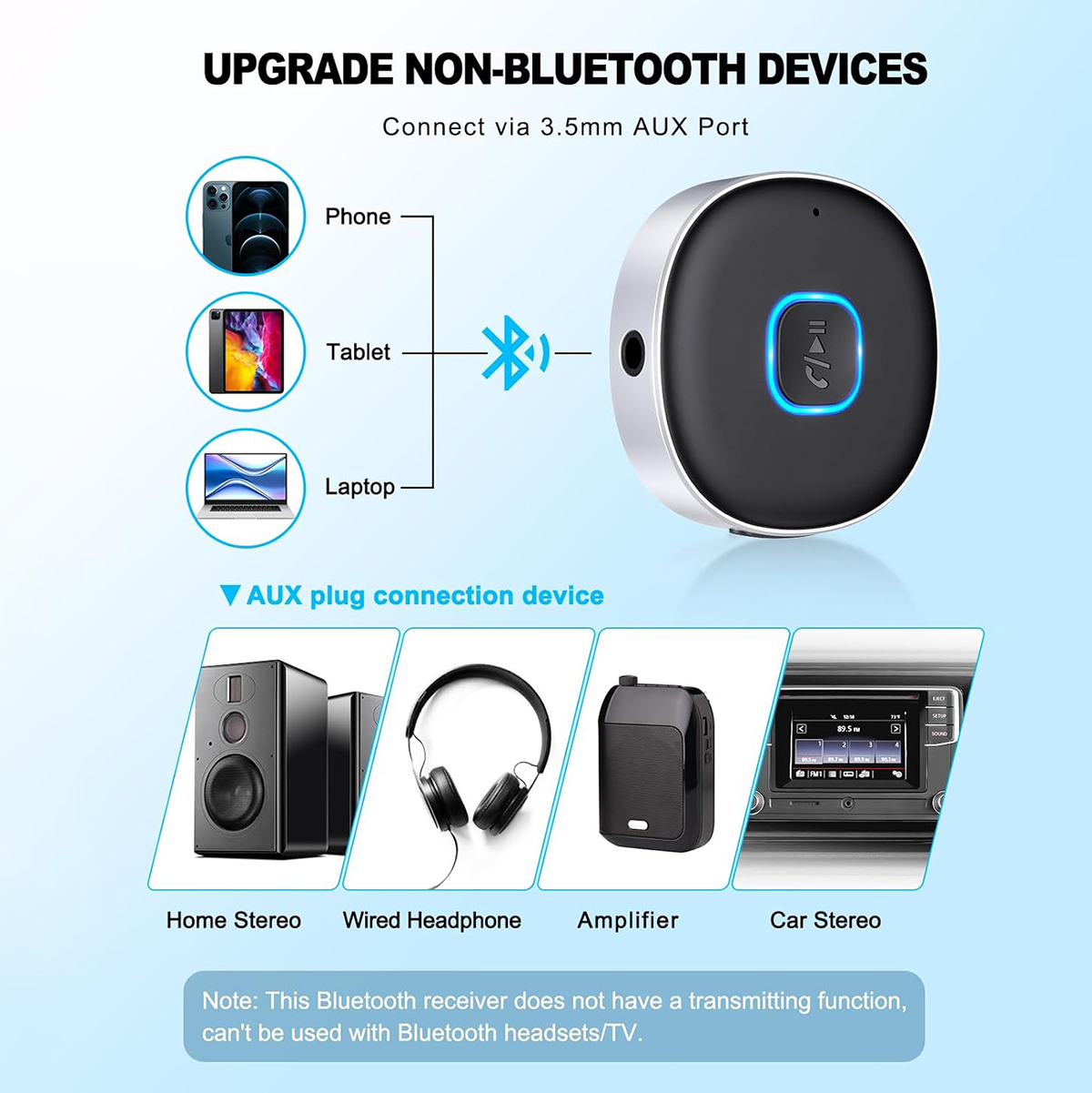 Car Bluetooth AUX Adapter, Min - Bluetooth Adapter Receiver บทวิจารณ์และราคา