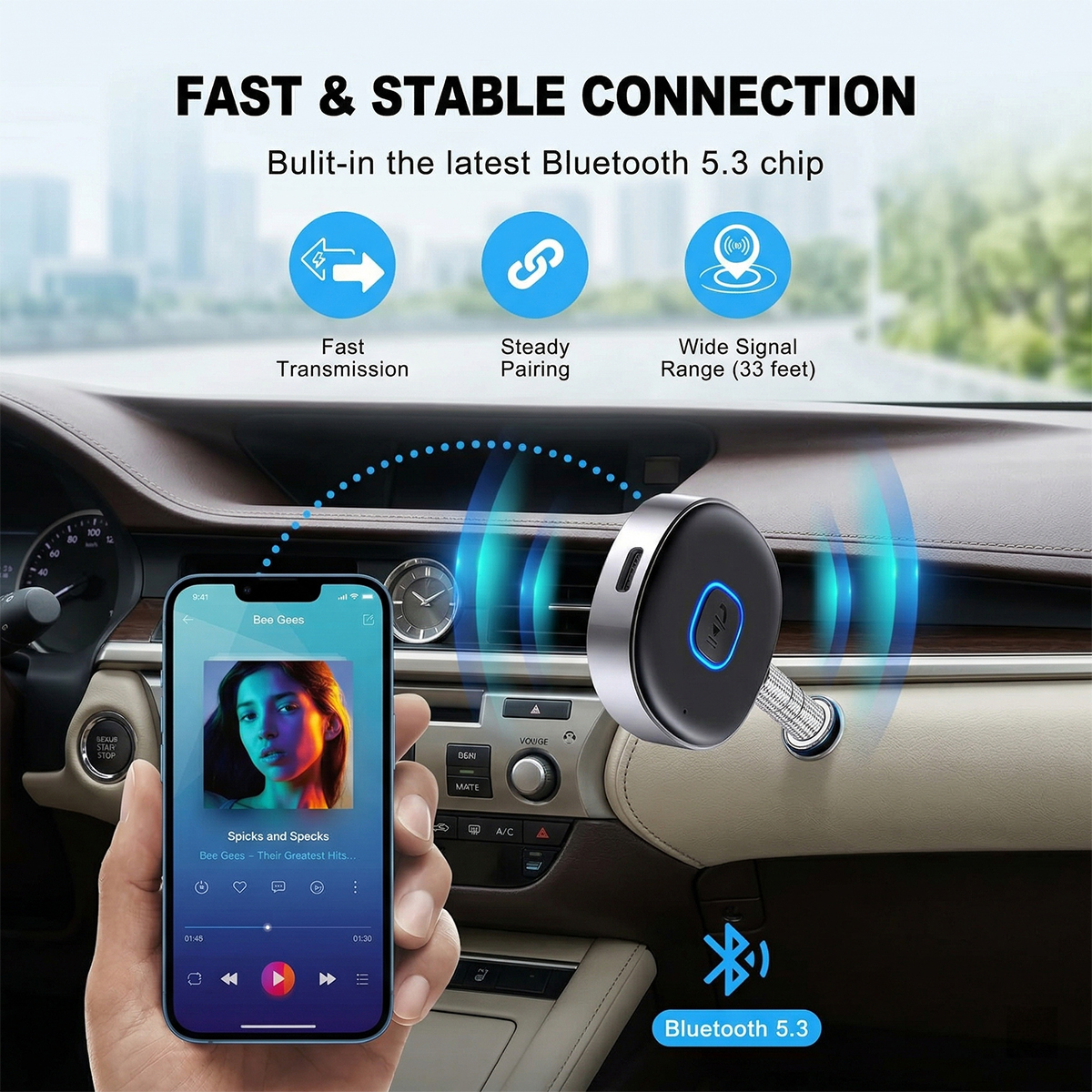 Car Bluetooth AUX Adapter, Min - Bluetooth Adapter Receiver บทวิจารณ์และราคา