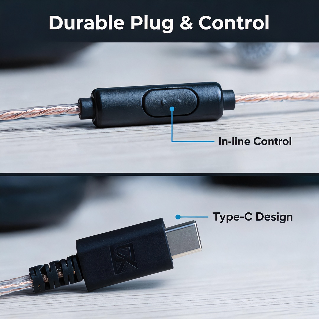 Type-C Wired Earbuds Retro Loo - Wired Earphone Mic บทวิจารณ์และราคา